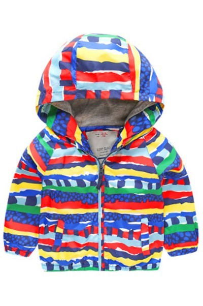 SKCC005 design charge windbreaker jacket inner knitting inner full printed pattern children's clothing garment factory front view